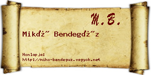 Mikó Bendegúz névjegykártya